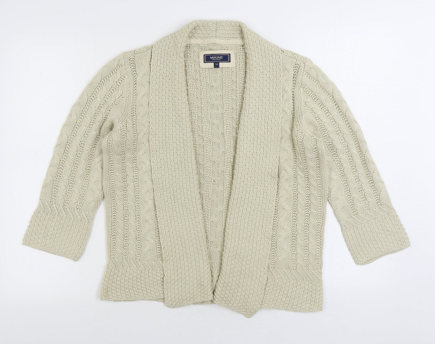 Womens UK Size 14 Maine Beige Cardigan Jumper