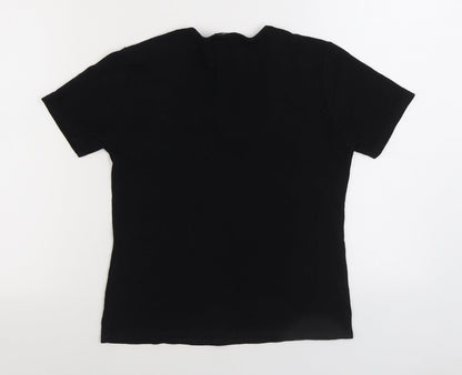 Soul Collection Womens Black Viscose Basic T-Shirt Size S V-Neck - Lace detail neckline