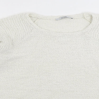 George Womens White Round Neck Acrylic Pullover Jumper Size 14 - Lace Trim