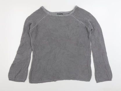 Cashel Womens Grey Boat Neck 100% Cotton Pullover Jumper Size XL