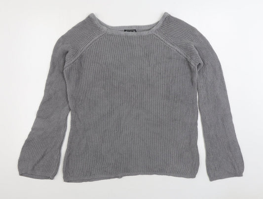 Cashel Womens Grey Boat Neck 100% Cotton Pullover Jumper Size XL