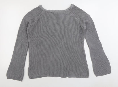 Cashel Womens Grey Boat Neck 100% Cotton Pullover Jumper Size XL