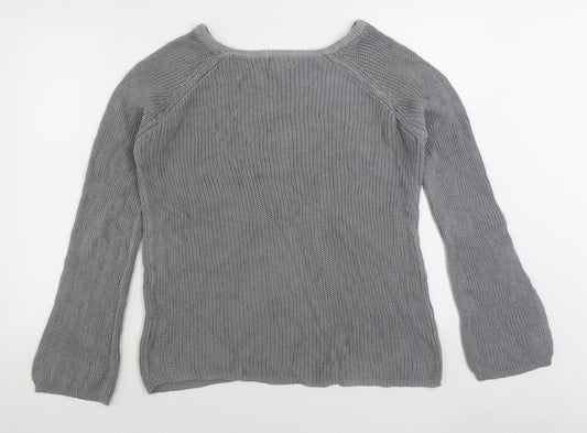 Cashel Womens Grey Boat Neck 100% Cotton Pullover Jumper Size XL