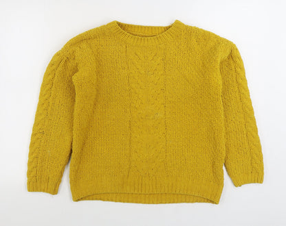 Primark Womens Yellow Boat Neck Polyester Pullover Jumper Size S