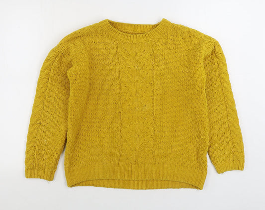 Primark Womens Yellow Boat Neck Polyester Pullover Jumper Size S