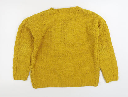 Primark Womens Yellow Boat Neck Polyester Pullover Jumper Size S