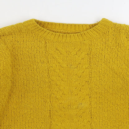 Primark Womens Yellow Boat Neck Polyester Pullover Jumper Size S