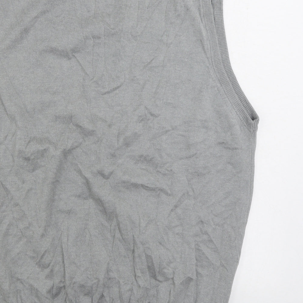 Palm Grove Mens Grey V-Neck Cotton Vest Jumper Size 2XL
