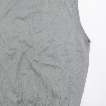 Palm Grove Mens Grey V-Neck Cotton Vest Jumper Size 2XL