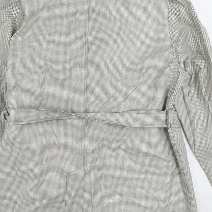 Mick Harold Womens White Geometric Rain Coat Coat Size L Tie - Houndstooth
