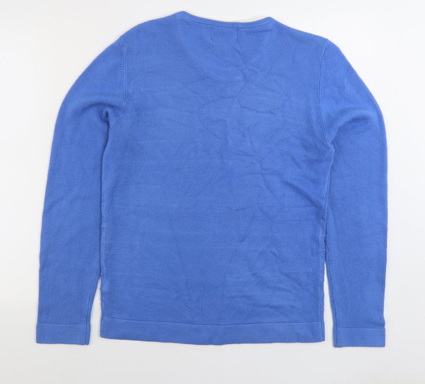 BHS Mens Blue V-Neck Acrylic Pullover Jumper Size S