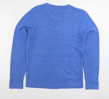 BHS Mens Blue V-Neck Acrylic Pullover Jumper Size S