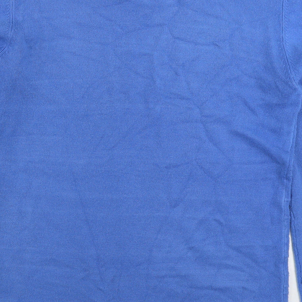 BHS Mens Blue V-Neck Acrylic Pullover Jumper Size S