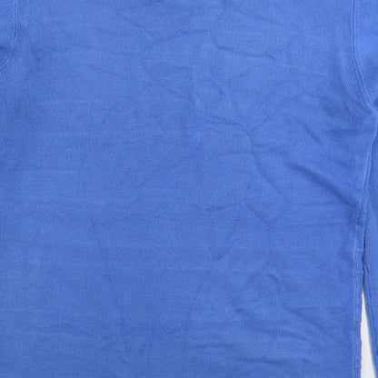 BHS Mens Blue V-Neck Acrylic Pullover Jumper Size S