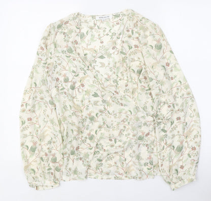Rose+OIive Womens Multicoloured Floral Polyester Wrap Blouse Size S V-Neck