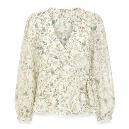 Rose+OIive Womens Multicoloured Floral Polyester Wrap Blouse Size S V-Neck