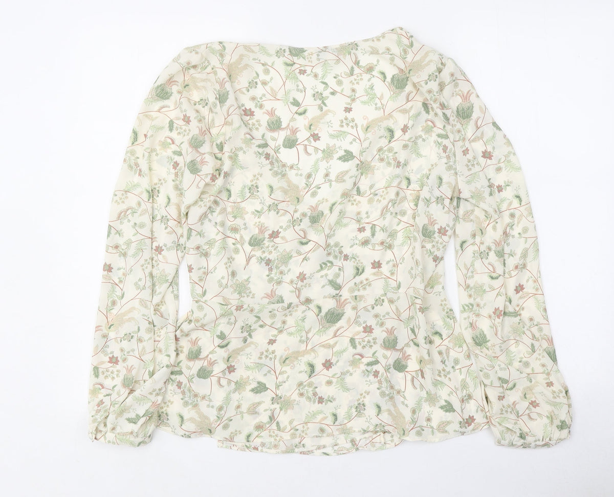 Rose+OIive Womens Multicoloured Floral Polyester Wrap Blouse Size S V-Neck