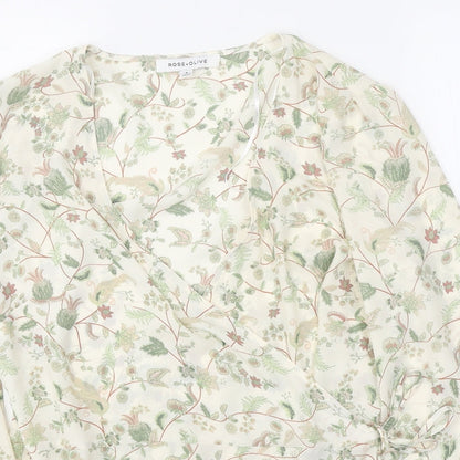 Rose+OIive Womens Multicoloured Floral Polyester Wrap Blouse Size S V-Neck