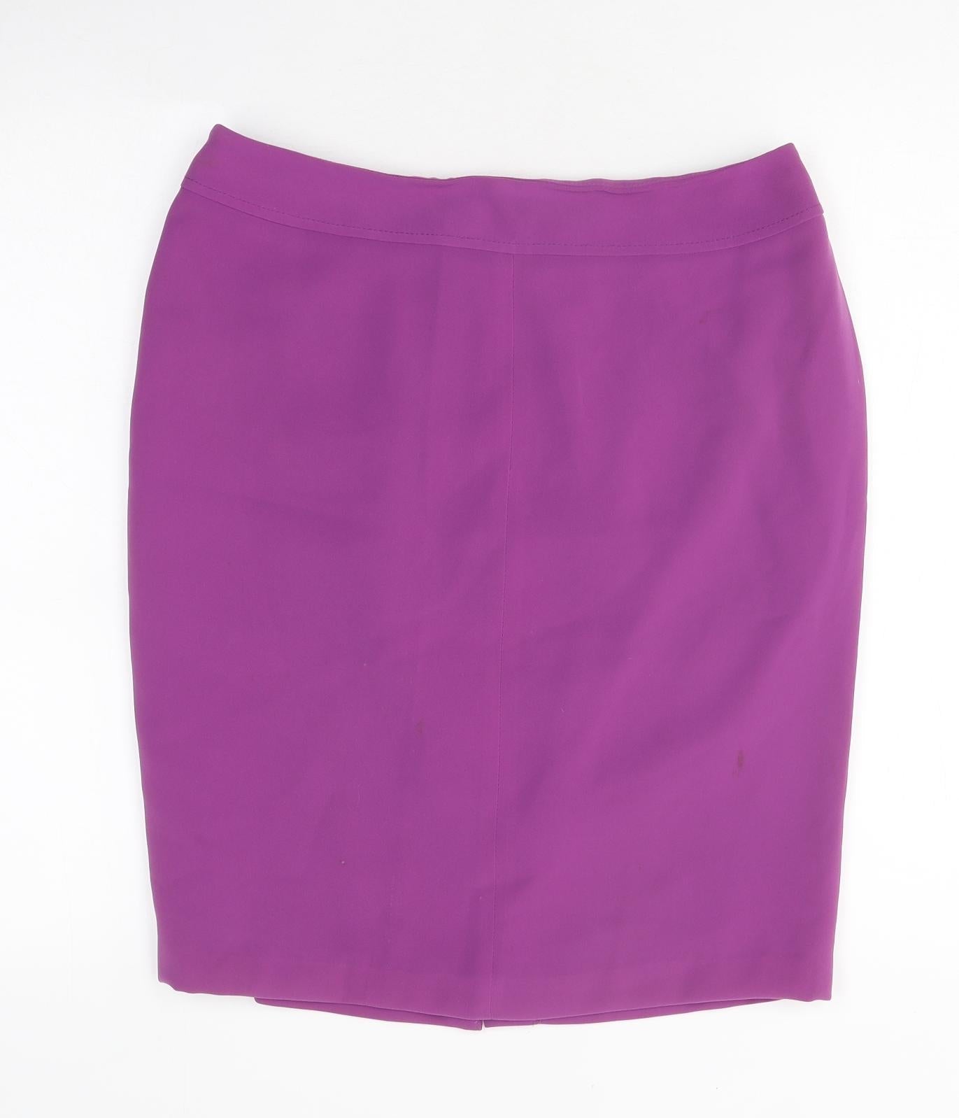 Julian Taylor Womens Purple Polyester A-Line Skirt Size 14 Zip