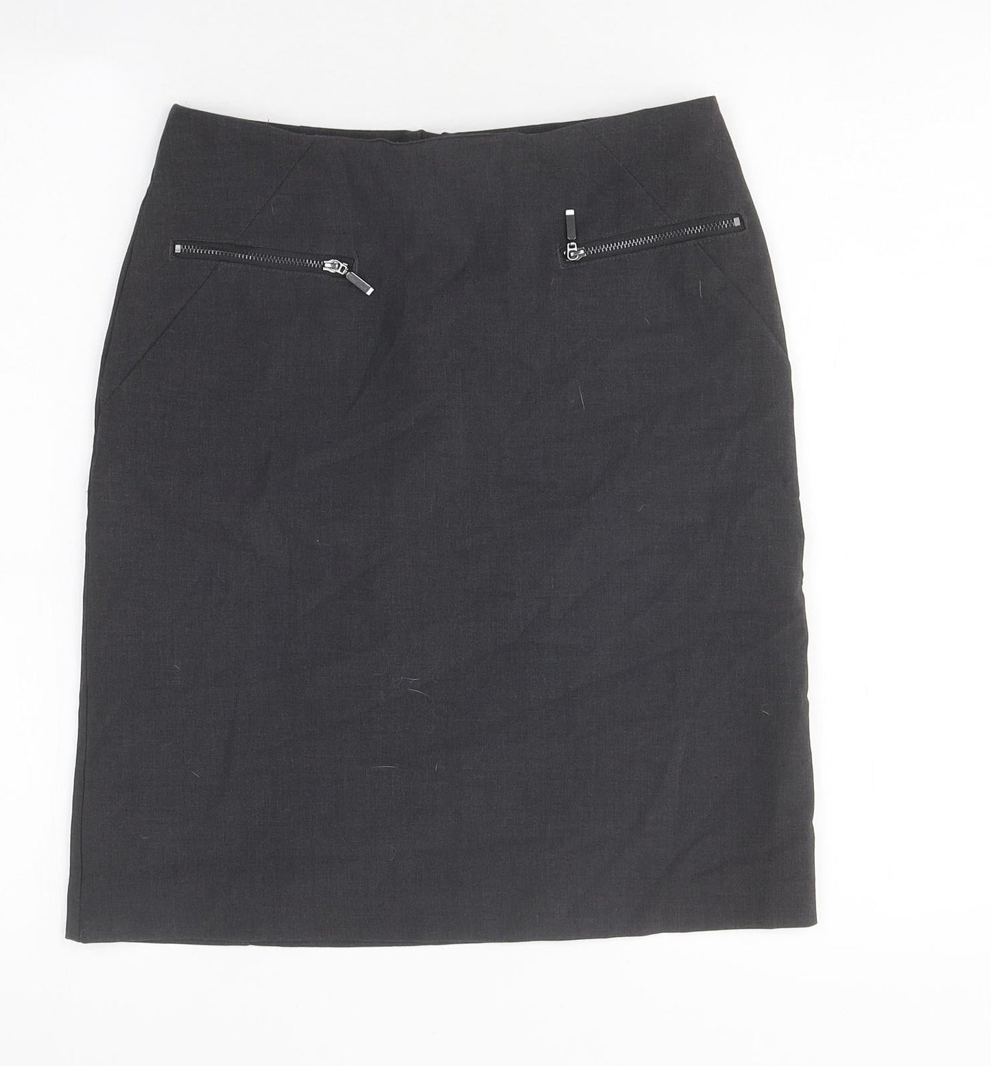 Marks and Spencer Womens Grey Polyester Mini Skirt Size 8 Zip