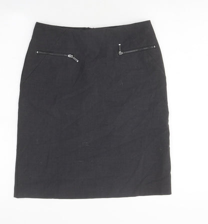 Marks and Spencer Womens Grey Polyester Mini Skirt Size 8 Zip