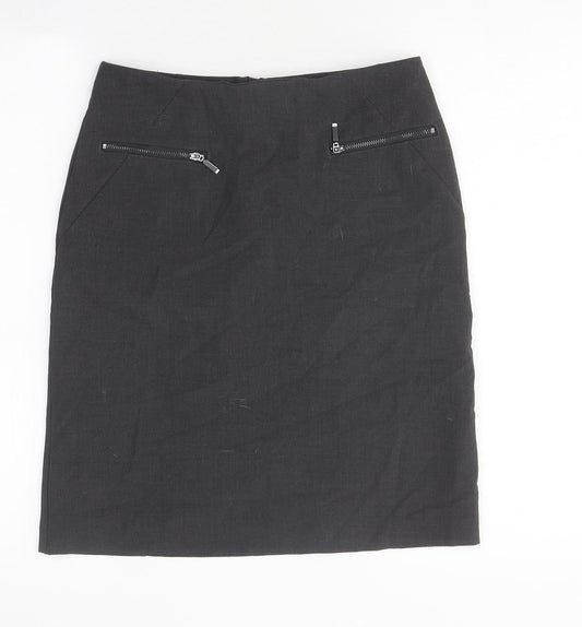 Marks and Spencer Womens Grey Polyester Mini Skirt Size 8 Zip