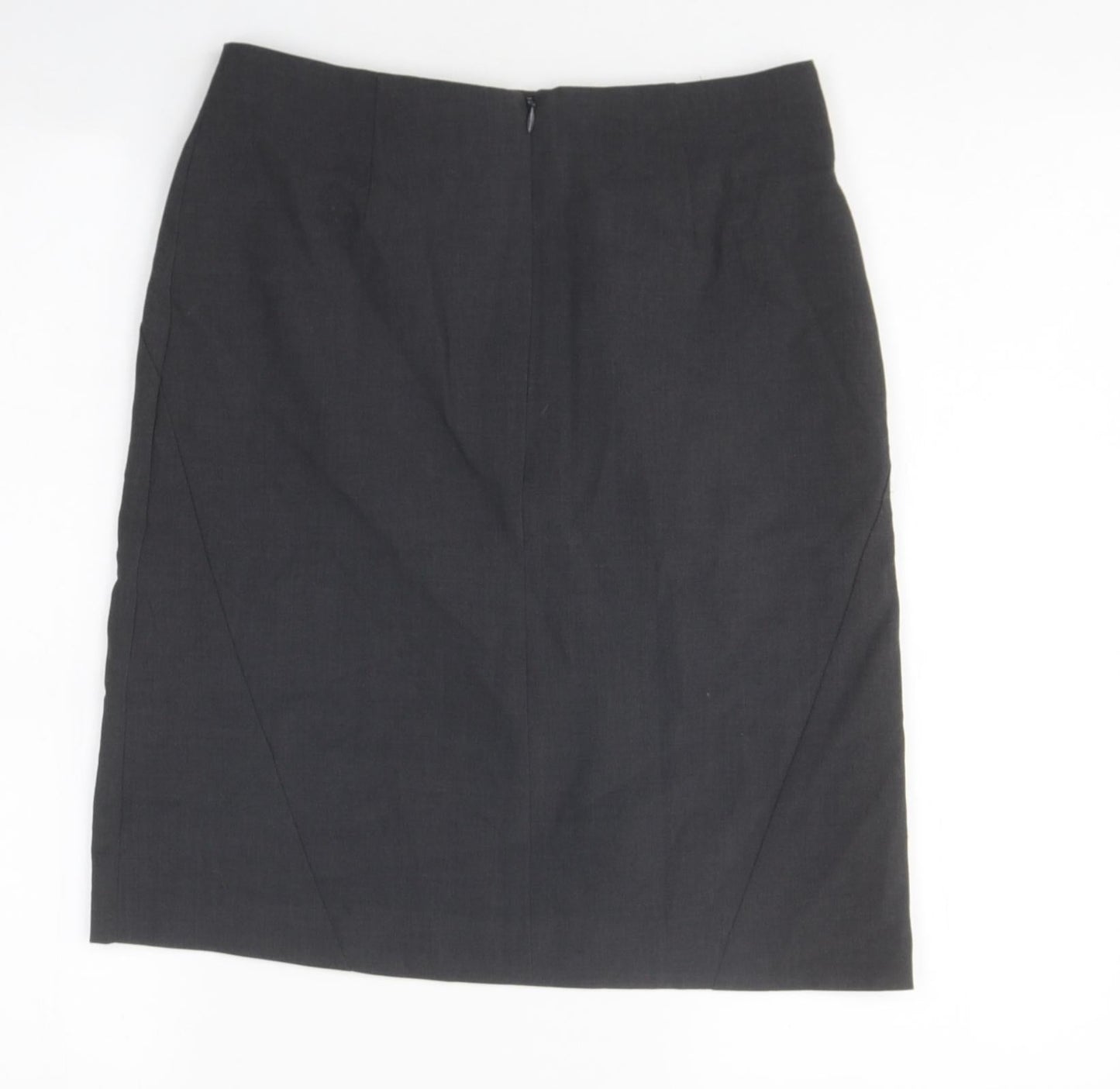Marks and Spencer Womens Grey Polyester Mini Skirt Size 8 Zip