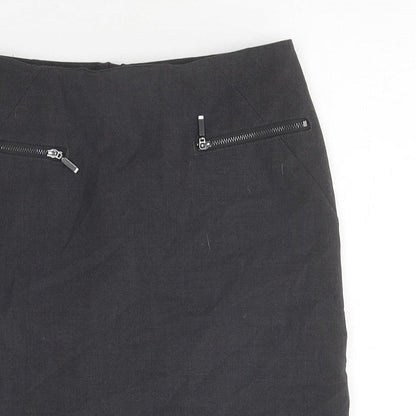 Marks and Spencer Womens Grey Polyester Mini Skirt Size 8 Zip