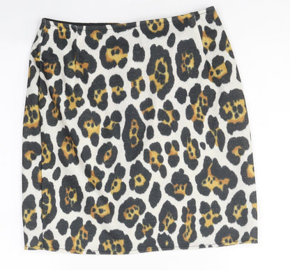 Hardy Puglia Womens Multicoloured Animal Print Polyester A-Line Skirt Size 6 Zip