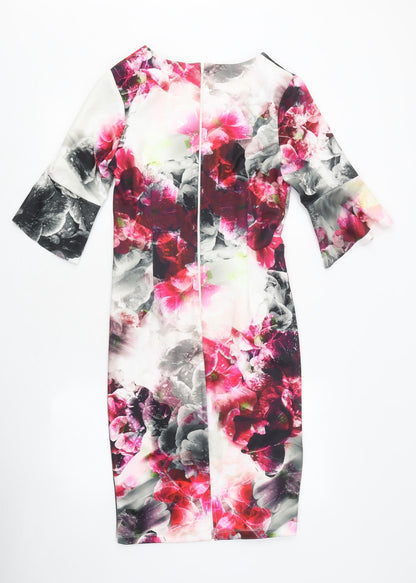 Very Womens Multicoloured Geometric Polyester A-Line Size 10 V-Neck Zip