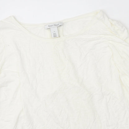 White House Black Market Womens White Polyester Basic Polo Size S Round Neck