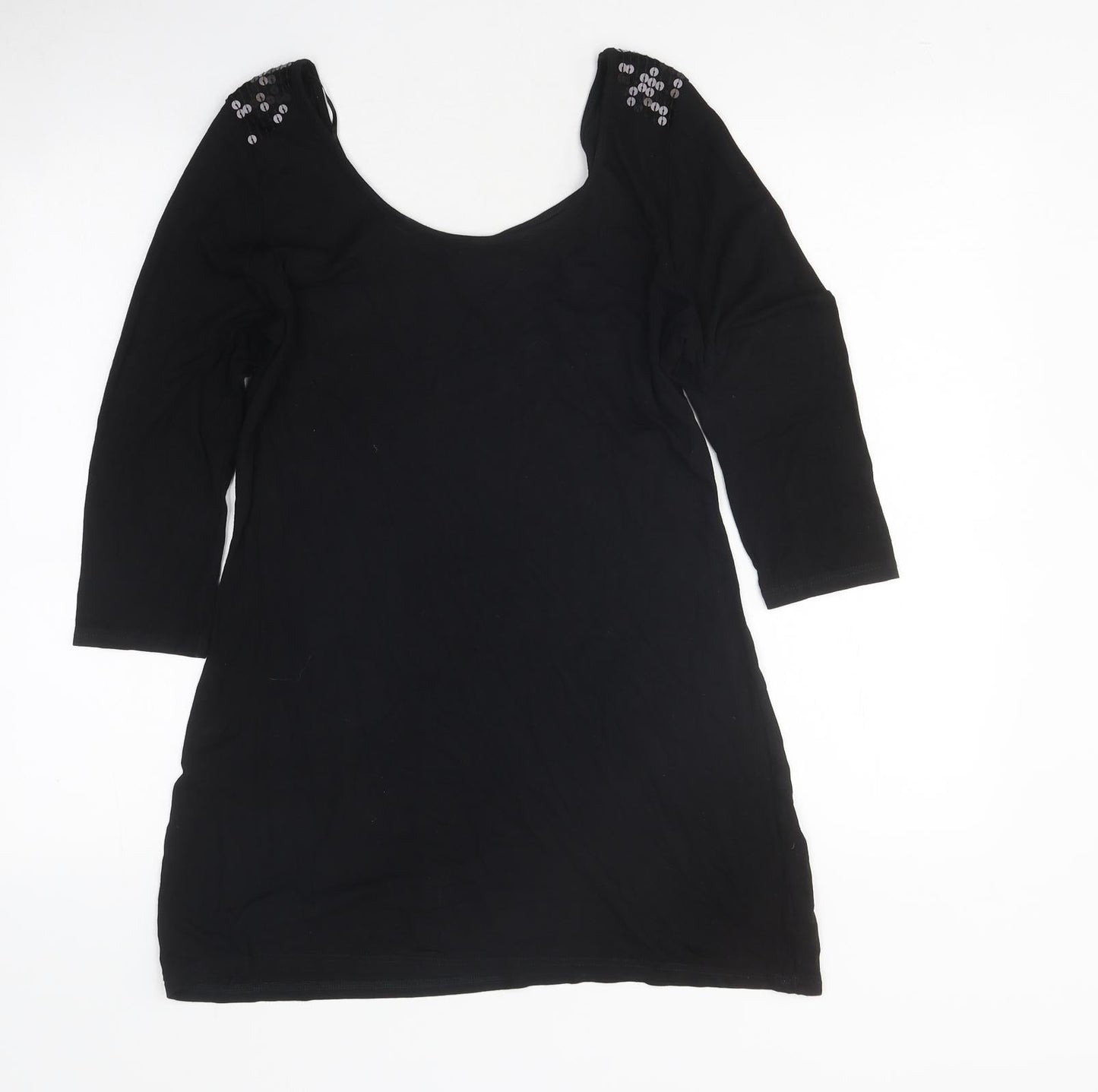 Womens UK Size 10 NEXT Black Tunic T-Shirt