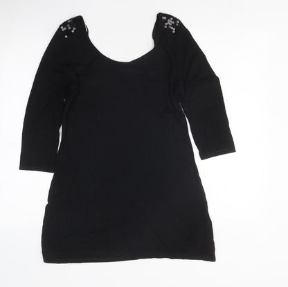 Womens UK Size 10 NEXT Black Tunic T-Shirt