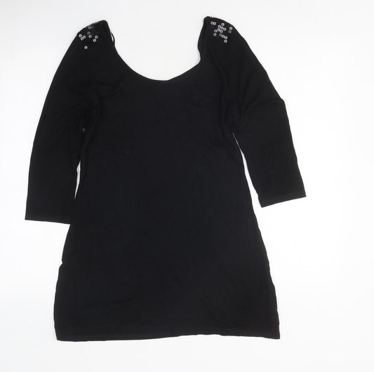 Womens UK Size 10 NEXT Black Tunic T-Shirt