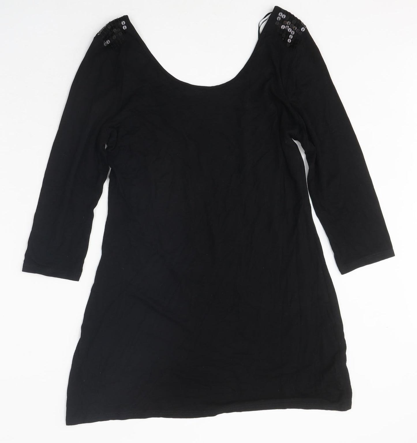 Womens UK Size 10 NEXT Black Tunic T-Shirt