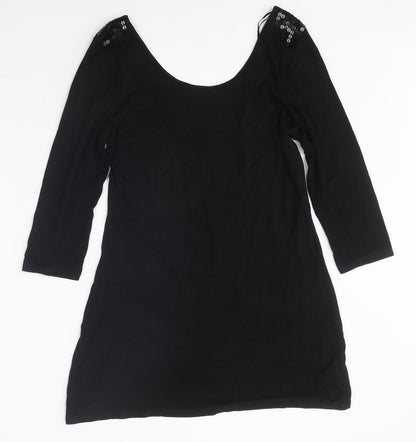 Womens UK Size 10 NEXT Black Tunic T-Shirt