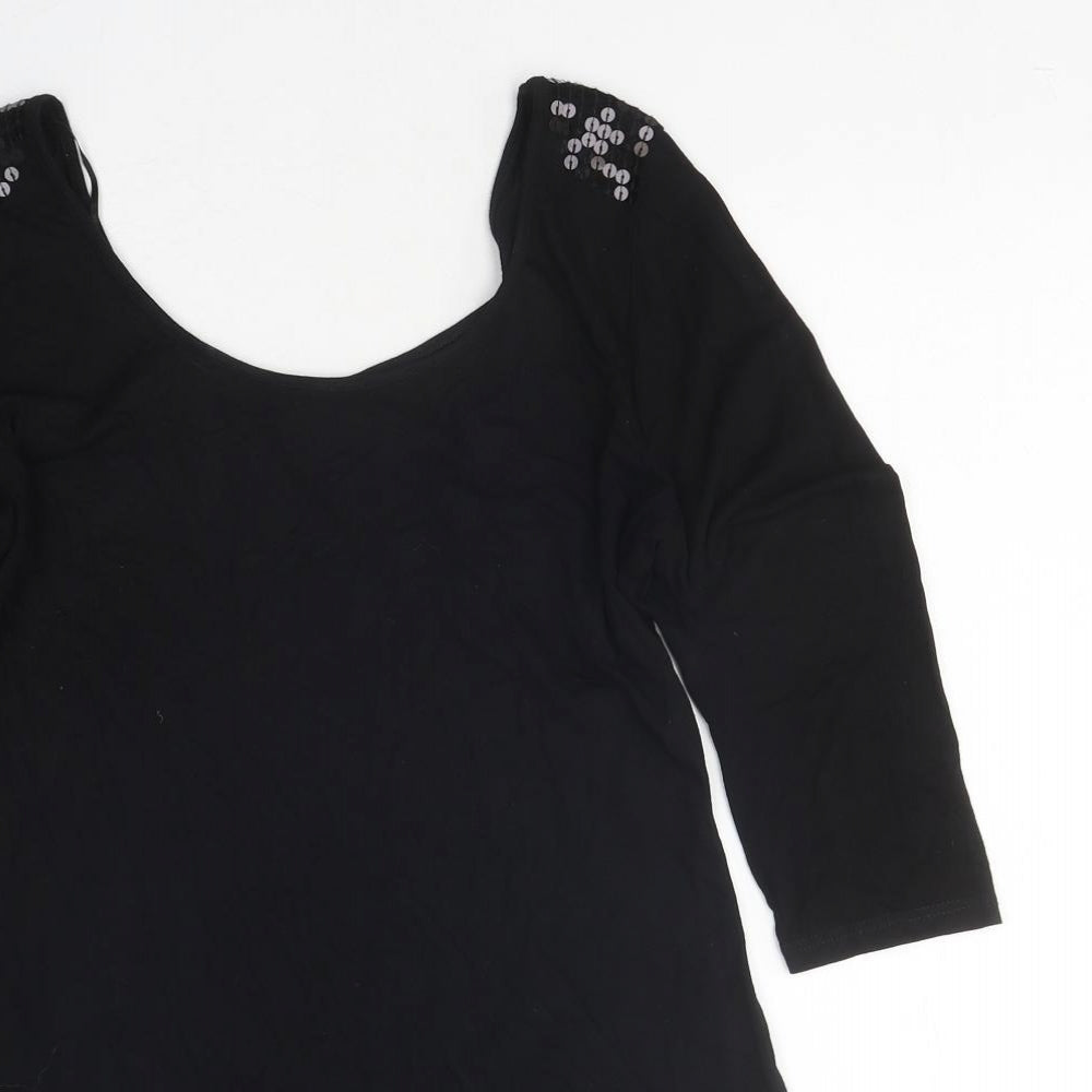 Womens UK Size 10 NEXT Black Tunic T-Shirt
