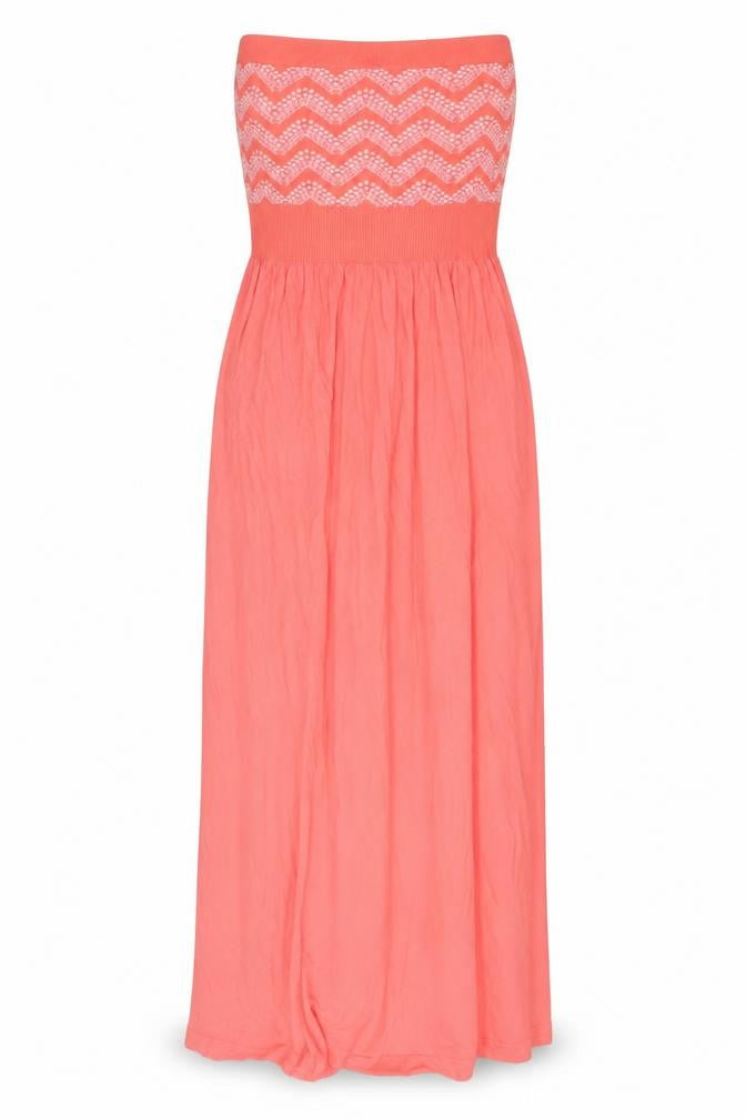 Ocean Club Womens Orange Geometric Polyester Maxi Size M Off the Shoulder Pullover