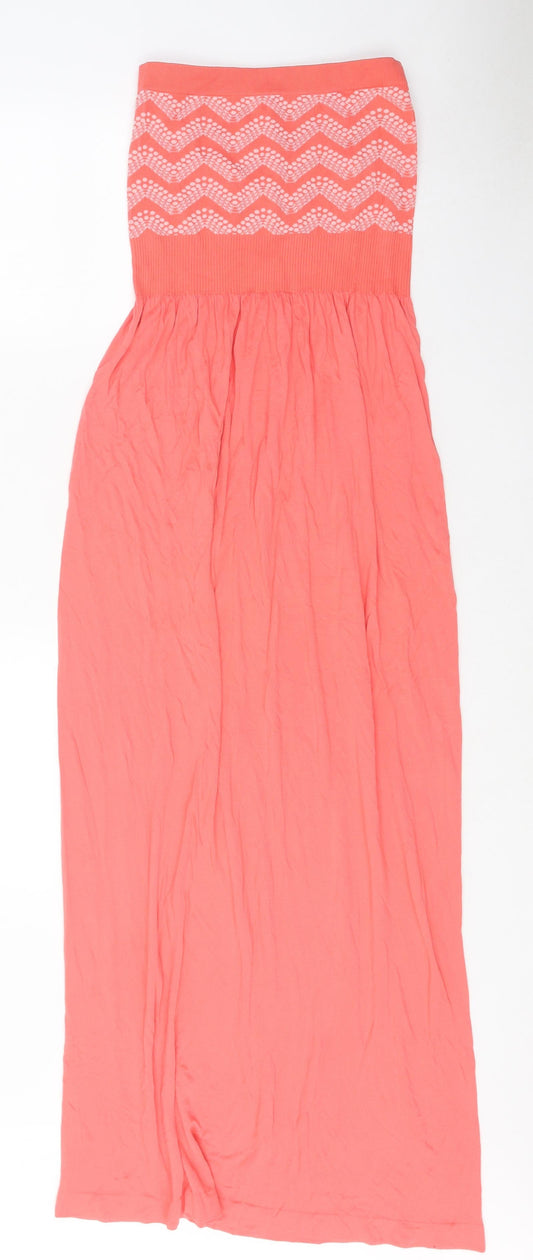 Ocean Club Womens Orange Geometric Polyester Maxi Size M Off the Shoulder Pullover