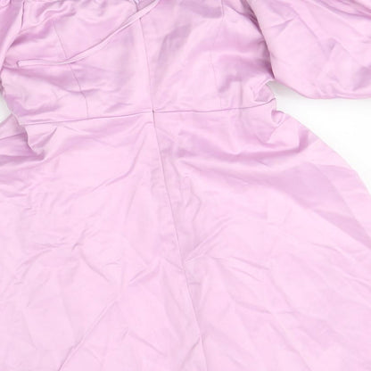 Missguided Womens Purple Polyester Mini Size 10 Off the Shoulder Zip