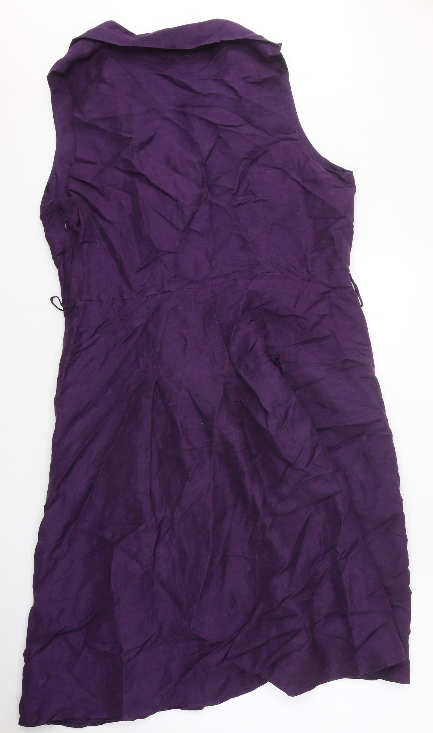 Betty Jackson Black Womens Purple Polyester Shirt Dress V-Neck Zip - Wrap