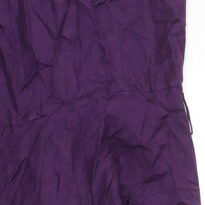 Betty Jackson Black Womens Purple Polyester Shirt Dress V-Neck Zip - Wrap