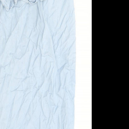New Look Womens Blue 100% Cotton Mini Size 6 One Shoulder Pullover