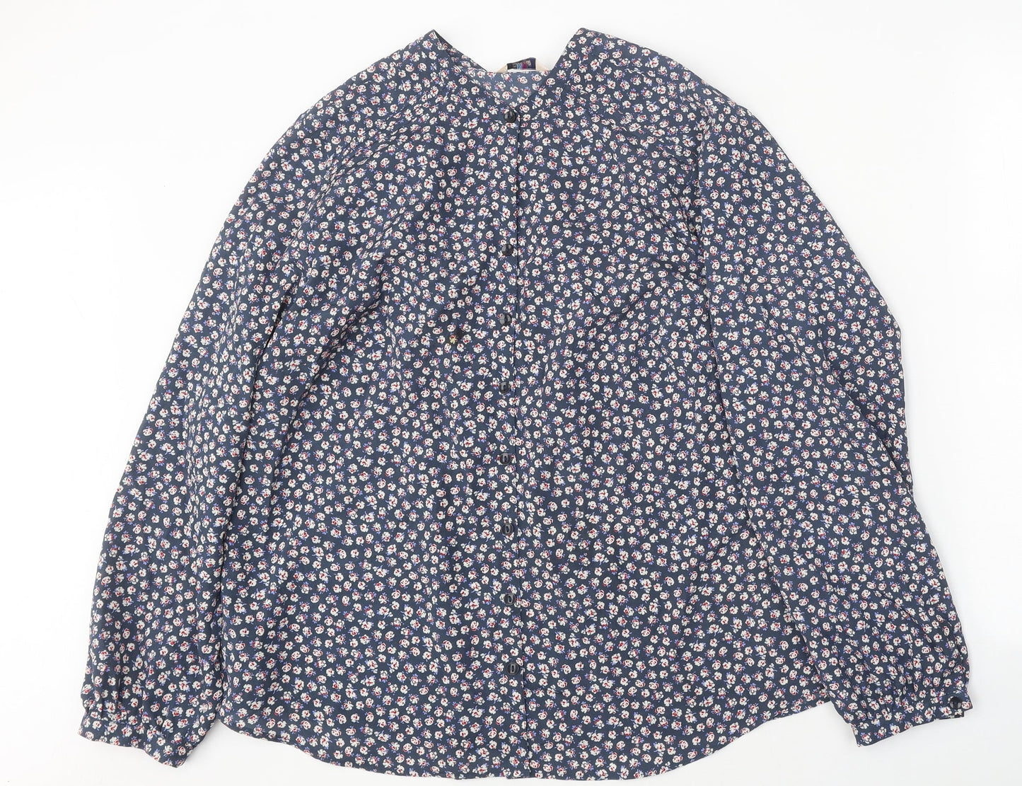 Womens UK Size 8 Classic Blue Basic Button-Up