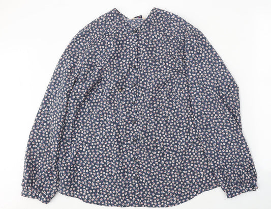 Womens UK Size 8 Classic Blue Basic Button-Up