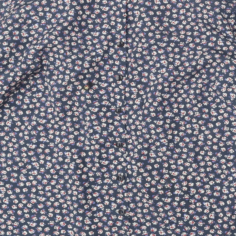 Womens UK Size 8 Classic Blue Basic Button-Up