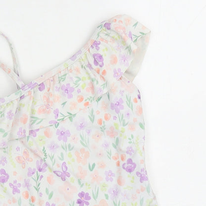 Matalan Girls White Floral Polyester Leotard One-Piece Size 2-3 Years Pullover