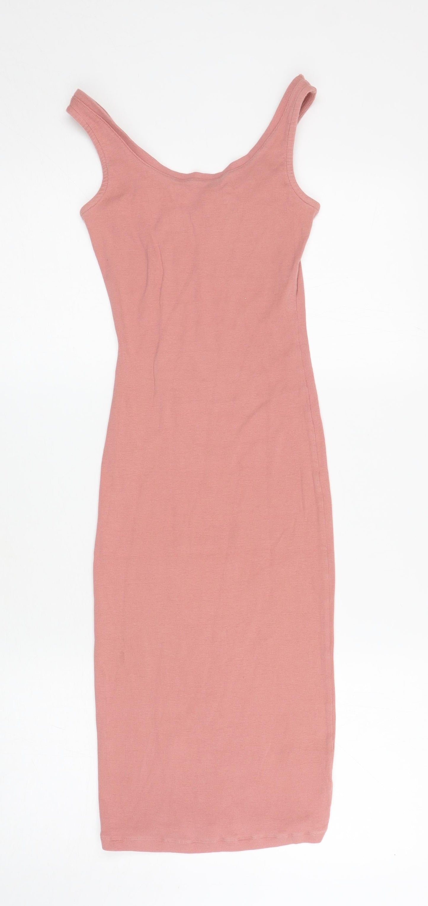 Atmosphere Womens Pink Cotton Bodycon Size 8 Scoop Neck Pullover