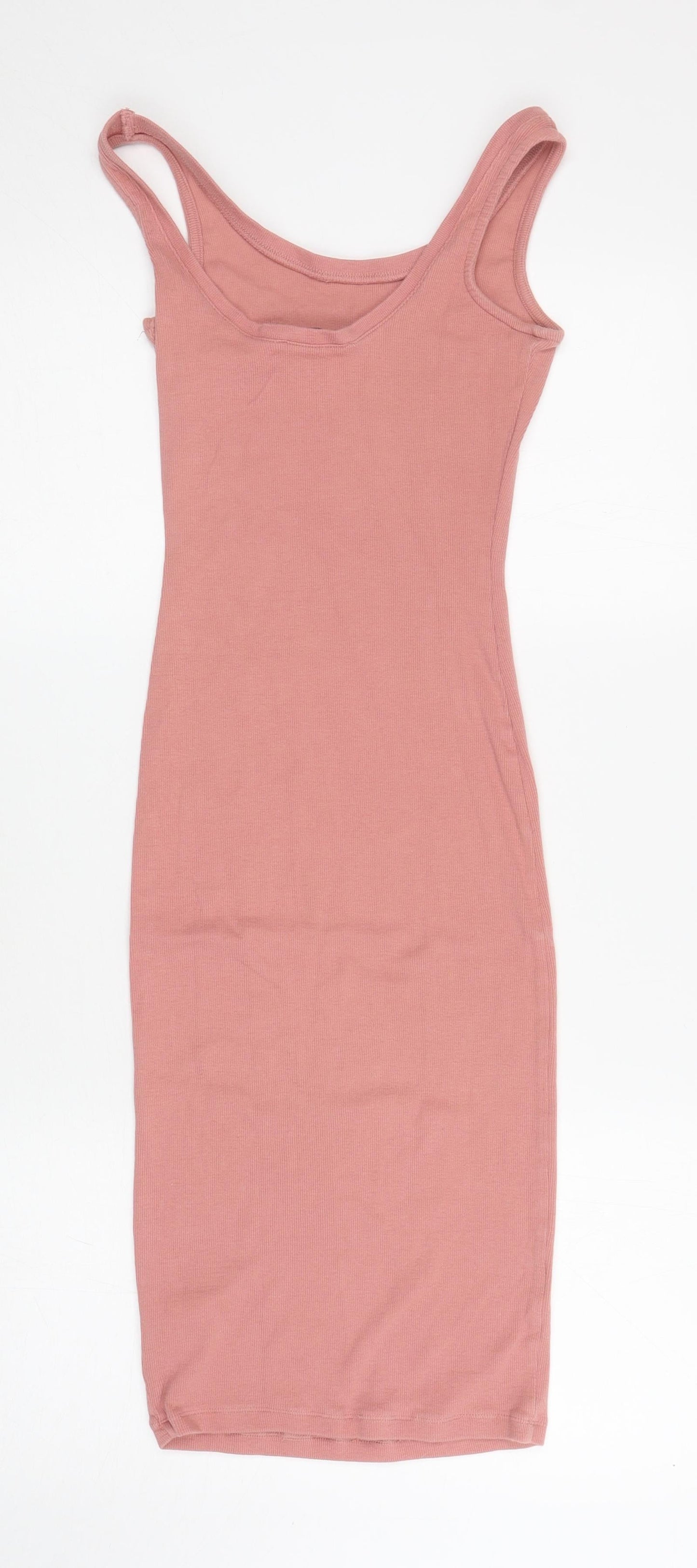 Atmosphere Womens Pink Cotton Bodycon Size 8 Scoop Neck Pullover