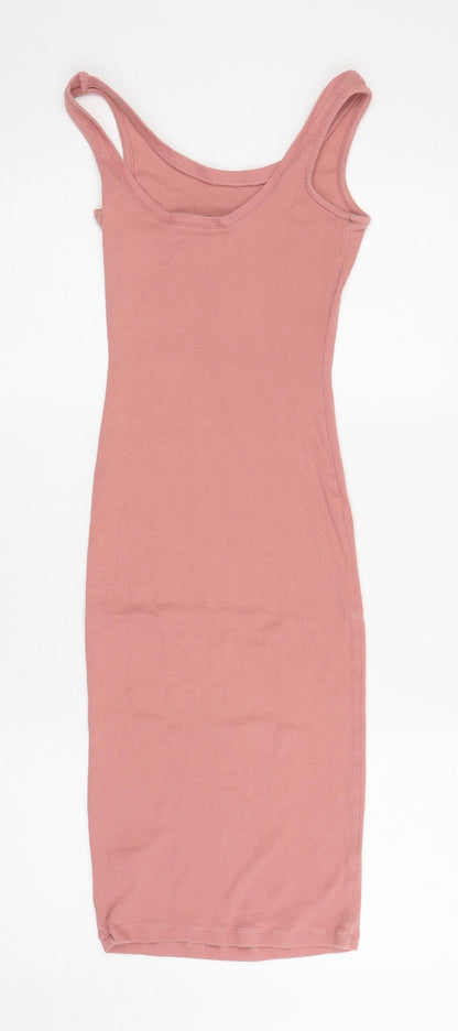 Atmosphere Womens Pink Cotton Bodycon Size 8 Scoop Neck Pullover